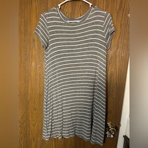 Forever 21 Gray and White Striped Mini Dress